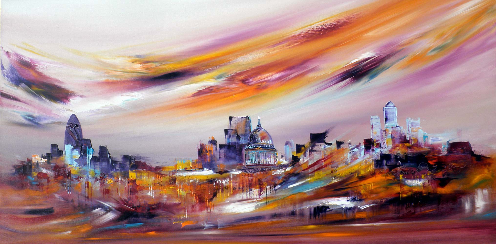 97570 Everywhere" Skyline Canvas Print. Buy art online | Sara Sherwood - Cityscape Artist London UK