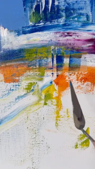 “The rainbow is here” #inthestudio #today #creating #colourfulart #paintingoflondon